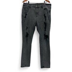 Aeropostale Jeans Womens Size 38 Black Skinny Distressed High Rise Stretch